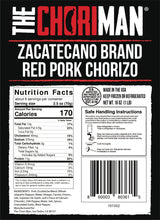 Load image into Gallery viewer, The Chori-Man®  Zacatecano Brand Red Pork Chorizo - ground pork chorizo