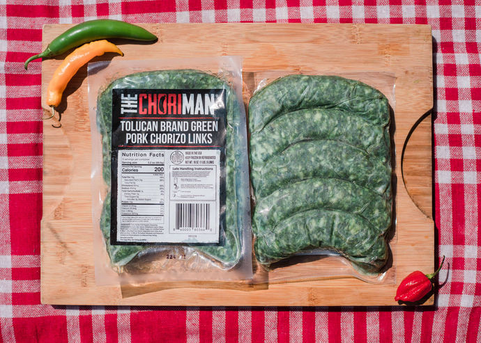 The Chori-Man® Tolucan Brand Green Pork Chorizo Links - Five per Pound